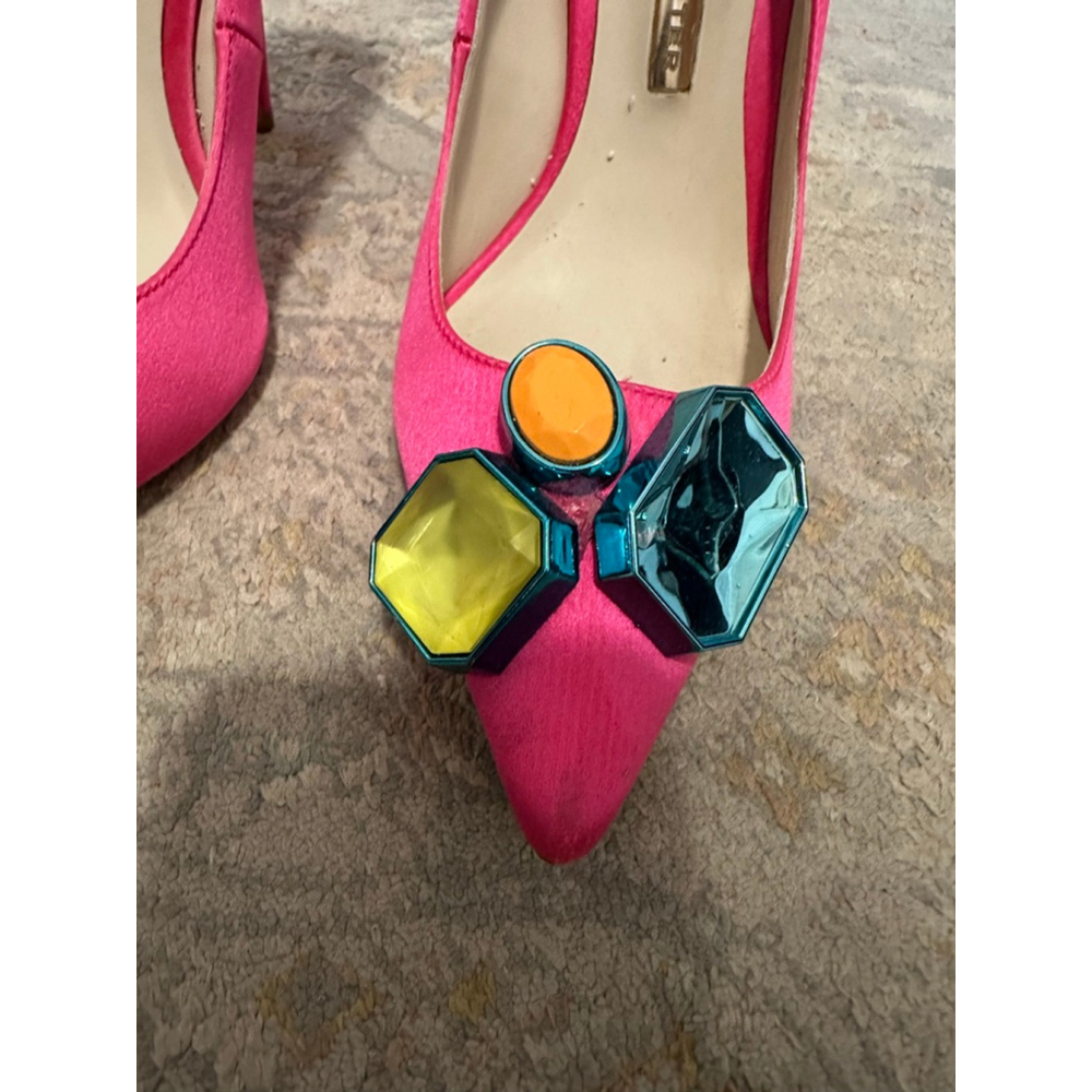 Women's Sophia Webster Pink Heels with Teal Embellishments Size 37 - Picture 3 of 8